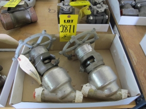 LOT (2) VALVES, GLOBE TYPE, 1" SIZE, 2500 LB, 2485 LB/700 DEGREE F RATING, 316 SS MATERIAL, BUTT WELD CONNECTIONS, SA182 SPECIFICATION,Y-BODY STYLE, HARD FACED SEAT AND DISC, INCONEL DIAPHRAGM TRIM. SCH 160 PAINT CODE D, PART # 15108PT1 1" (W-51) LOADING & HANDLING FEE $5-